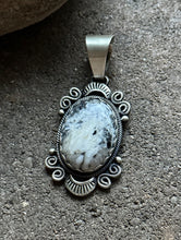 Load image into Gallery viewer, Navajo Sterling Silver White Buffalo Turquoise Pendant. D Stungston