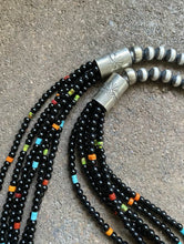 Load image into Gallery viewer, Sterling Silver Multi Strand Black Onyx Multi Stone Bead Necklace. 24 Inch