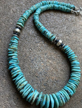 Load image into Gallery viewer, Sterling Silver Graduated Turquoise Bead Necklace. 18 inch