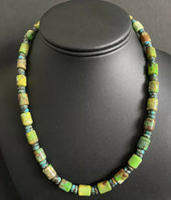 Load image into Gallery viewer, Sterling Silver Green Turquoise Bead Necklace. 18 inch