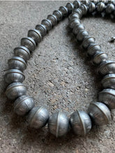 Load image into Gallery viewer, Sterling Silver Graduated Stamped Seam Navajo Pearls Bead Necklace 23 Inch