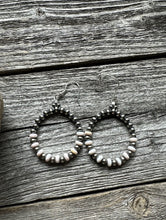 Load image into Gallery viewer, Sterling Silver Pink Conch W Pearls Bead Hoop Earrings. 2.5 Inch.