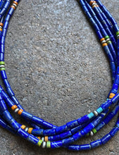 Load image into Gallery viewer, Sterling Silver Multi Strand Multi Stone Lapis Bead Necklace. 24 inch