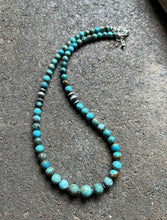 Load image into Gallery viewer, Sterling Silver Round Turquoise Bead Necklace 18 inch