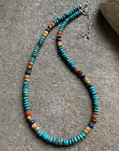 Load image into Gallery viewer, Sterling Silver Turquoise Multi Stone Bead Necklace. 18 inch. Gift