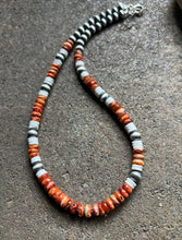 Load image into Gallery viewer, Sterling Silver Spiny Oyster White Bead Necklace. 18 inch