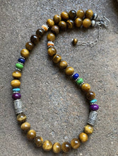 Load image into Gallery viewer, Sterling Silver Tiger’s Eye Multi Stone Bead Necklace. 18 inch. Gift