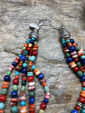 Load image into Gallery viewer, Sterling Silver Multi Strand Multi Stone Bead Necklace. 15 inch