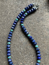 Load image into Gallery viewer, Sterling Silver Lapis Turquoise Bead Necklace. 19 inch