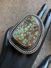 Load image into Gallery viewer, Native American Sterling Silver Green Royston Turquoise Adjustable Ring. CY