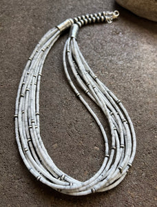 Sterling Silver Multi Strand White Howlite Bead W Pearls Necklace. 24 inch