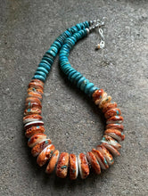 Load image into Gallery viewer, Sterling Silver Spiny Oyster W Turquoise Bead Necklace. 16.5 inch