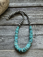 Load image into Gallery viewer, Sterling Silver Turquoise W Pearls Bead Necklace. 18 inch