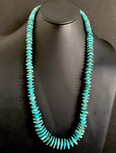 Load image into Gallery viewer, Long Sterling Silver Blue Turquoise Bead Necklace. 30 inch