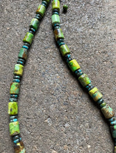 Load image into Gallery viewer, Sterling Silver Green Turquoise Bead Necklace. 18 inch