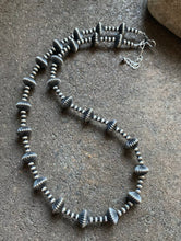 Load image into Gallery viewer, Sterling Silver Navajo Pearls W Corrugated Saucer Bead Necklace. 20 Inch