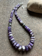 Load image into Gallery viewer, Sterling Silver Graduated Amethyst Bead Necklace. 20 Inch