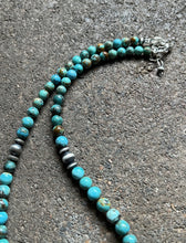 Load image into Gallery viewer, Sterling Silver Round Turquoise Bead Necklace 18 inch