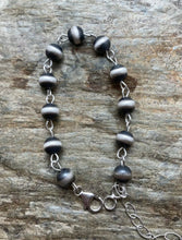 Load image into Gallery viewer, 8mm Rosary Navajo Pearls Sterling Silver Bead Bracelet. 7 Inch