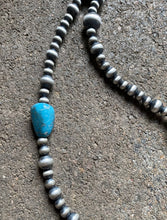 Load image into Gallery viewer, Sterling Silver Turquoise W Pearls Bead Necklace. 25 inch