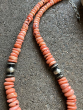Load image into Gallery viewer, Sterling Silver Graduated Pink Coral Bead Necklace 18 inch