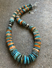 Load image into Gallery viewer, Sterling Silver Spiny Oyster W Turquoise Bead Necklace. 18.5 inch