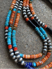 Load image into Gallery viewer, Sterling Silver Multi Strand Multi Stone Bead Necklace. 26 inch