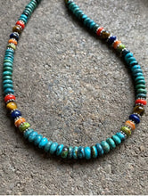Load image into Gallery viewer, Sterling Silver Turquoise Multi Stone Bead Necklace. 18 inch. Gift