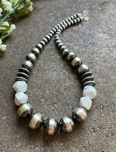 Load image into Gallery viewer, Sterling Silver Graduated White Bead W Pearls Necklace. 18 inch