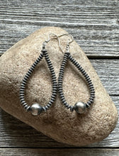 Load image into Gallery viewer, Sterling Silver Flat Pearls Bead Hoop Earrings. 2.5 Inch