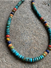 Load image into Gallery viewer, Sterling Silver Turquoise Multi Stone Bead Necklace. 18 inch. Gift