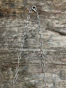 Zuni Sterling Silver Blue Turquoise Bar Chain Necklace. 19 inch. Gloria G
