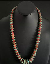 Load image into Gallery viewer, Sterling Silver Turquoise Coral Bead Necklace. 28 inch