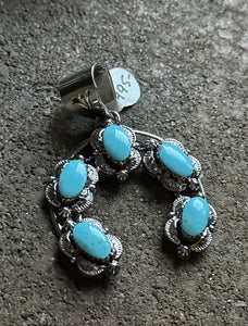 Navajo Sterling Silver Turquoise Naja Pendant. RB