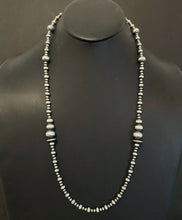 Load image into Gallery viewer, Sterling Silver Graduated Pearls Bead Necklace. 30 Inch