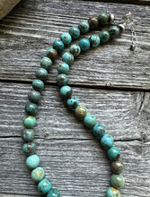Load image into Gallery viewer, Sterling silver turquoise bead necklace 16 inch