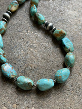 Load image into Gallery viewer, Sterling Silver Turquoise Bead Necklace. 18.5 inch