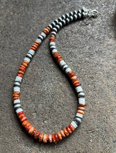 Load image into Gallery viewer, Sterling Silver Spiny Oyster White Bead Necklace. 18 inch