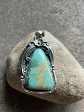 Load image into Gallery viewer, Native American Sterling Silver Turquoise Pendant. Alfred Martinez
