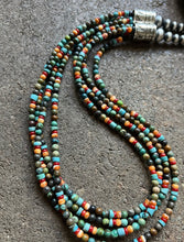 Load image into Gallery viewer, Sterling Silver Multi Strand Multi Stone Bead Necklace. 22 inch