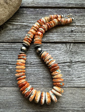 Load image into Gallery viewer, Sterling silver orange spiny oyster bead necklace 18 Inch