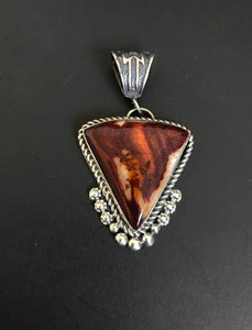 Native American Sterling Silver Orange Spiny Oyster Pendant. MM