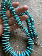 Load image into Gallery viewer, Long Sterling Silver Blue Turquoise Bead Necklace. 30 inch