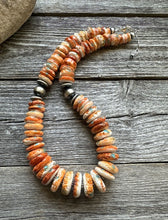 Load image into Gallery viewer, Sterling silver orange spiny oyster bead necklace 18 Inch