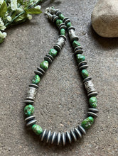 Load image into Gallery viewer, Sterling Silver Pearls Sonoran Gold Turquoise Nuggets Bead Necklace 22 inch