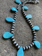 Load image into Gallery viewer, Sterling Silver Turquoise W Navajo Pearls Bead Necklace. 16 inch