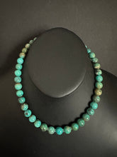 Load image into Gallery viewer, Sterling silver turquoise bead necklace 18 inch