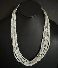 Load image into Gallery viewer, Sterling Silver Multi Strand Mother of Pearl Bead Necklace. 26 inch