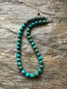 Sterling silver turquoise bead necklace 18 inch