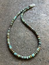 Load image into Gallery viewer, Sterling Silver Blue Green Turquoise Bead Necklace. 18 inch